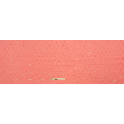Embroidered Eyelet Cotton Voile - Warm Coral Floating Flowers - Naomi Collection