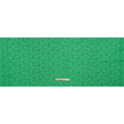 Embroidered Eyelet Cotton Voile - Ming Green Flowers on Branches - Naomi Collection