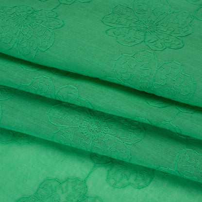 Embroidered Eyelet Cotton Voile - Ming Green Big Tossed Flowers - Naomi Collection
