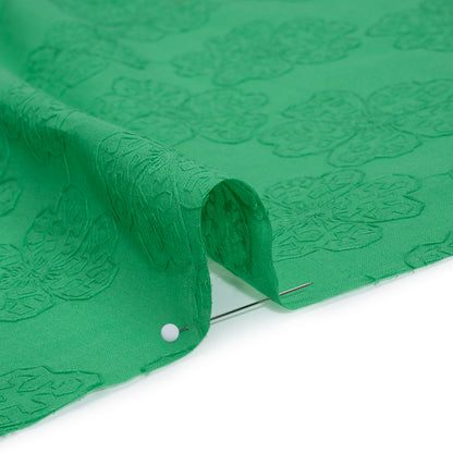 Embroidered Eyelet Cotton Voile - Ming Green Big Tossed Flowers - Naomi Collection