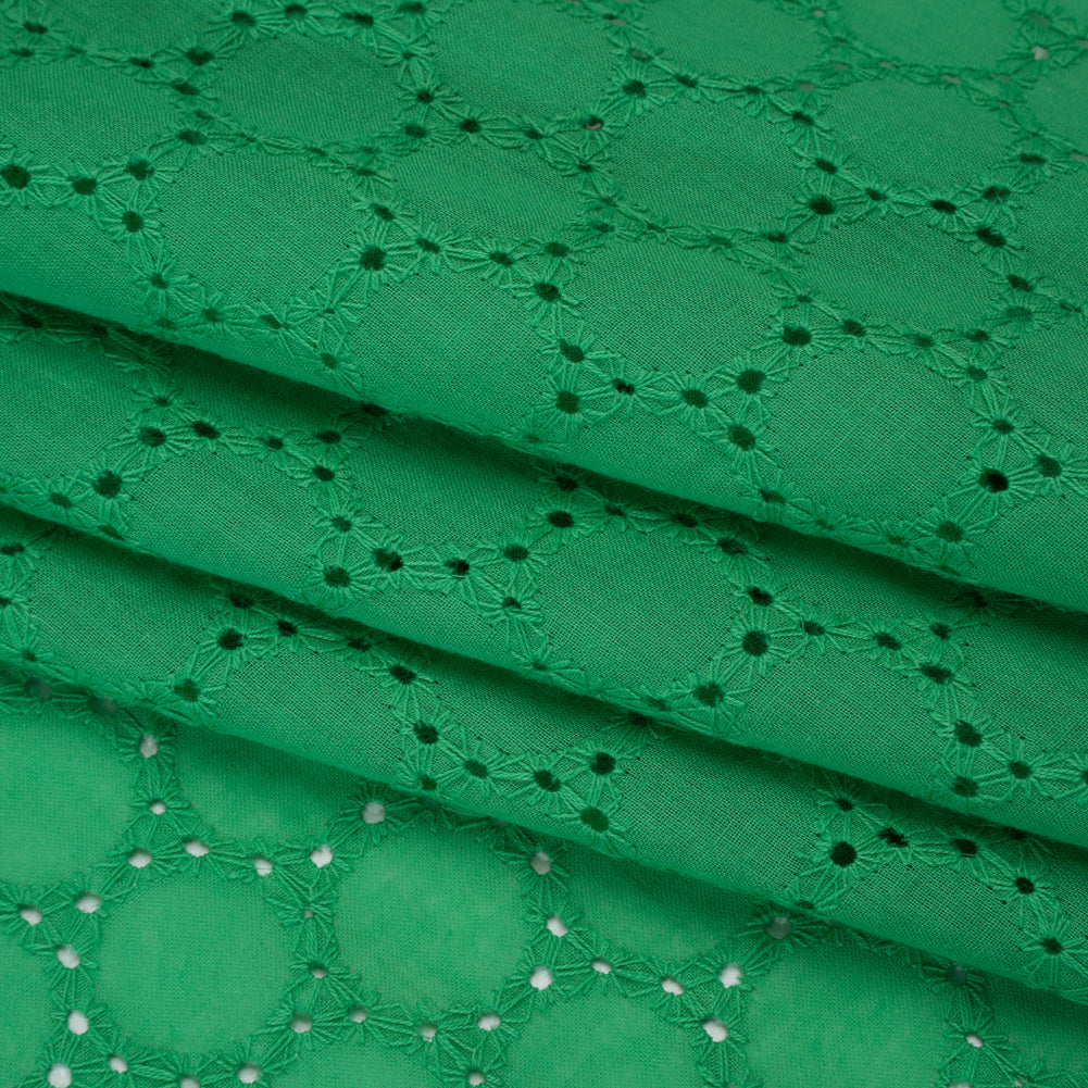 Embroidered Eyelet Cotton Voile - Ming Green Circles of Circles - Naomi Collection