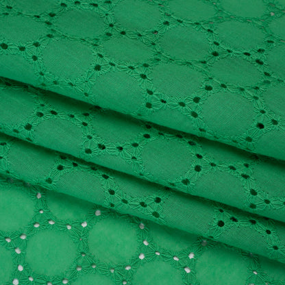 Embroidered Eyelet Cotton Voile - Ming Green Circles of Circles - Naomi Collection