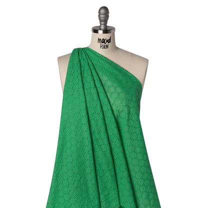 Embroidered Eyelet Cotton Voile - Ming Green Circles of Circles - Naomi Collection