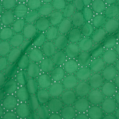 Embroidered Eyelet Cotton Voile - Ming Green Circles of Circles - Naomi Collection