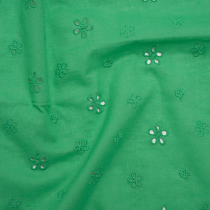 Embroidered Eyelet Cotton Voile - Ming Green Floating Flowers - Naomi Collection