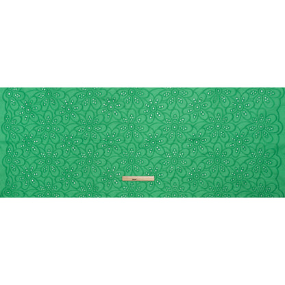 Embroidered Eyelet Cotton Voile - Ming Green Big Flowers - Naomi Collection