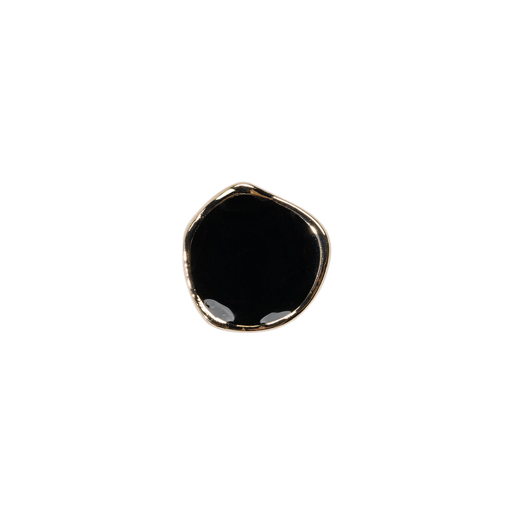 Organic Edge Enameled Shank Back Button - 18L/11.5mm - Gold and Black