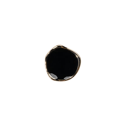 Organic Edge Enameled Shank Back Button - 18L/11.5mm - Gold and Black