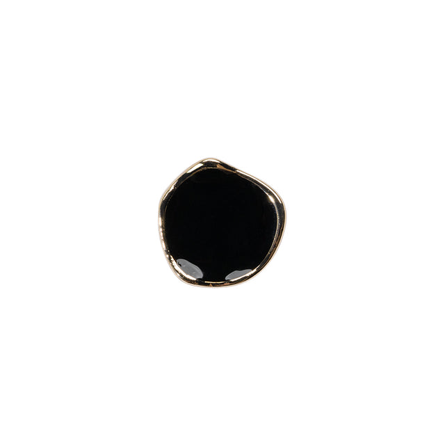 Organic Edge Enameled Shank Back Button - 18L/11.5mm - Gold and Black