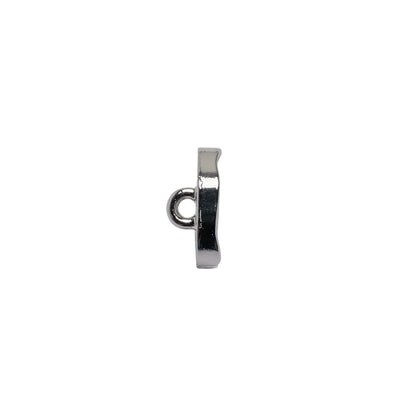 Organic Edge Enameled Shank Back Button - 18L/11.5mm - Nickel and White