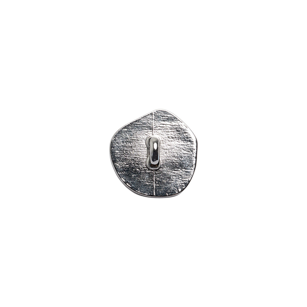 Organic Edge Enameled Shank Back Button - 18L/11.5mm - Nickel and White
