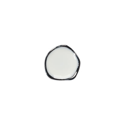 Organic Edge Enameled Shank Back Button - 18L/11.5mm - Nickel and White