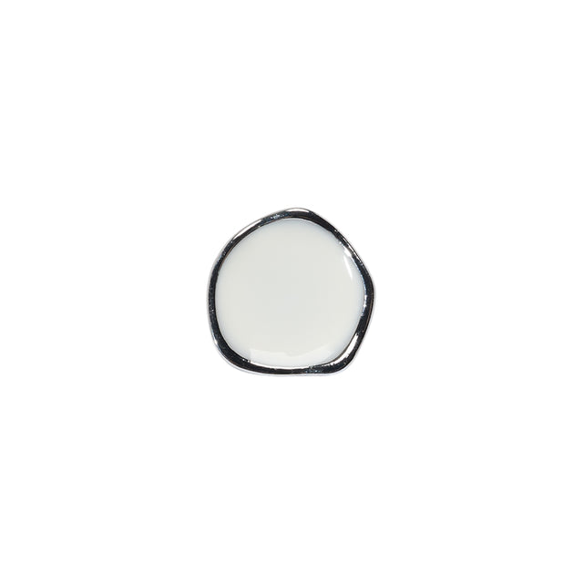 Organic Edge Enameled Shank Back Button - 18L/11.5mm - Nickel and White