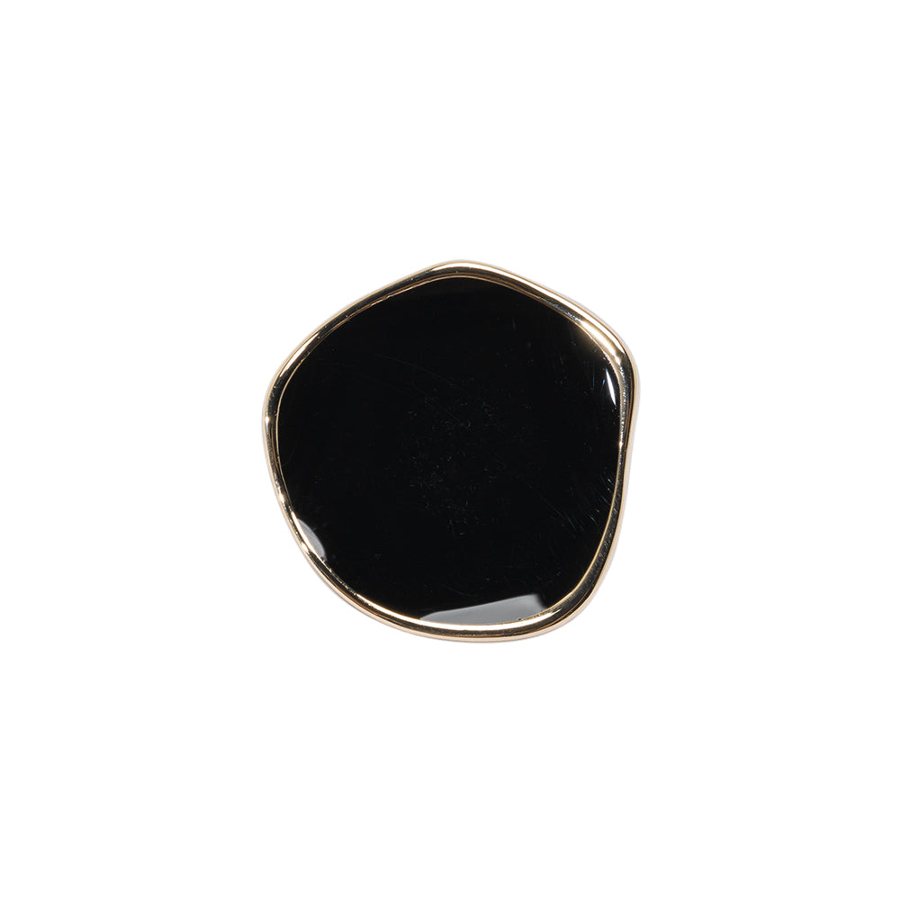 Organic Edge Enameled Shank Back Button - 28L/18mm - Gold and Black
