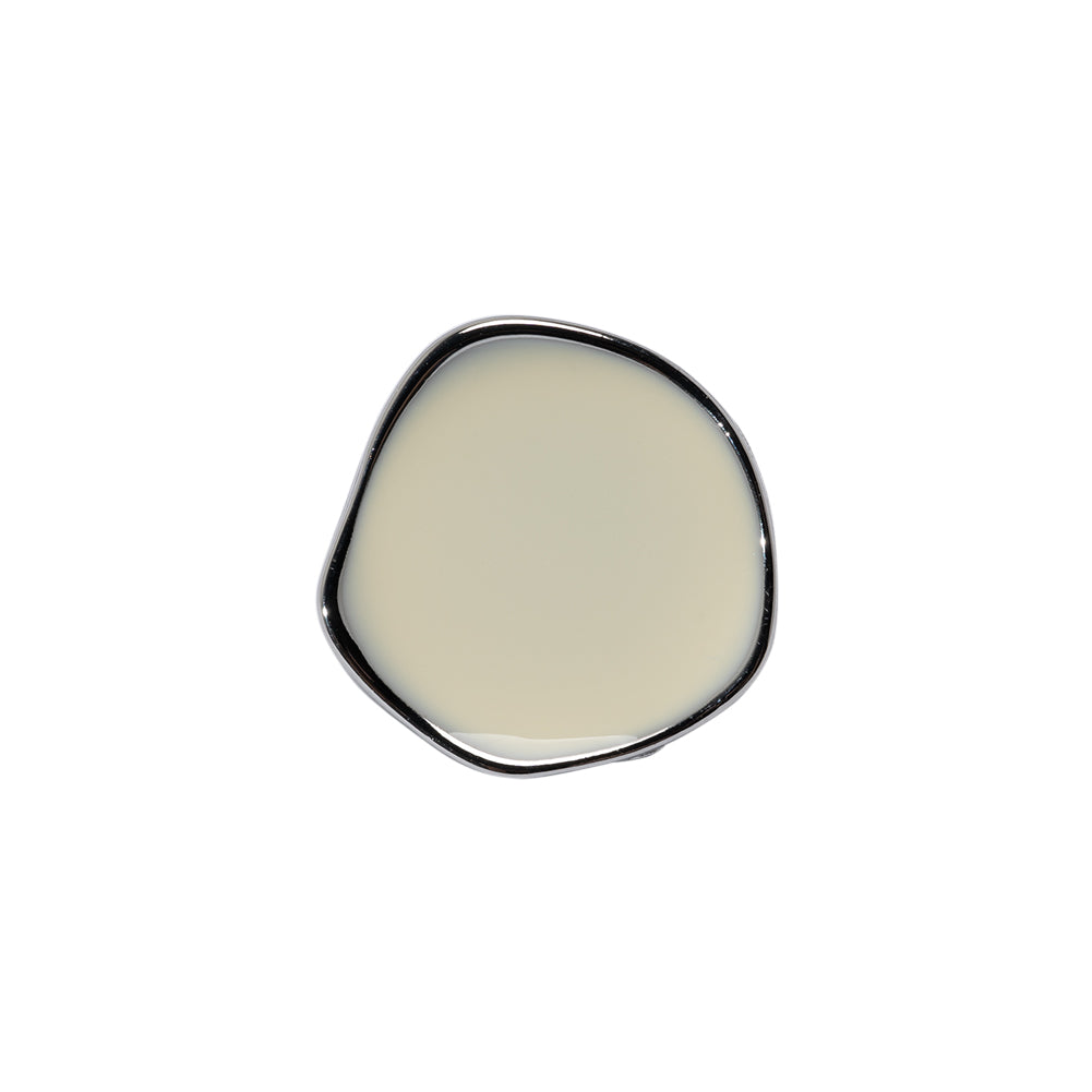 Organic Edge Enameled Shank Back Button - 28L/18mm - Nickel and Cream
