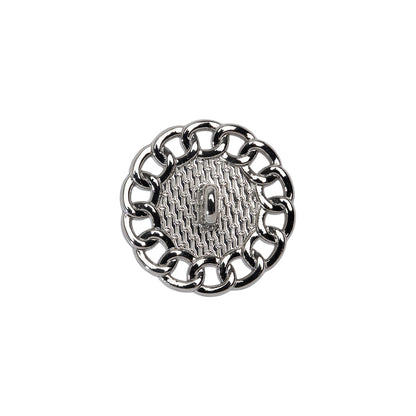 Chain Petal Floral Shank Back Button with Pearl Center - 28L/18mm - Nickel and White