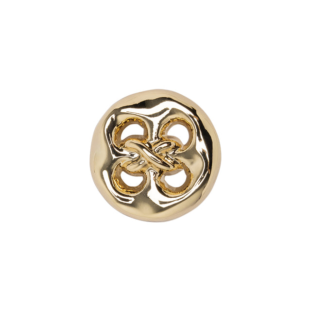 Organic Puffy Faux Four-Hole with Stitching Shank Back Button - 28L/18mm - Gold