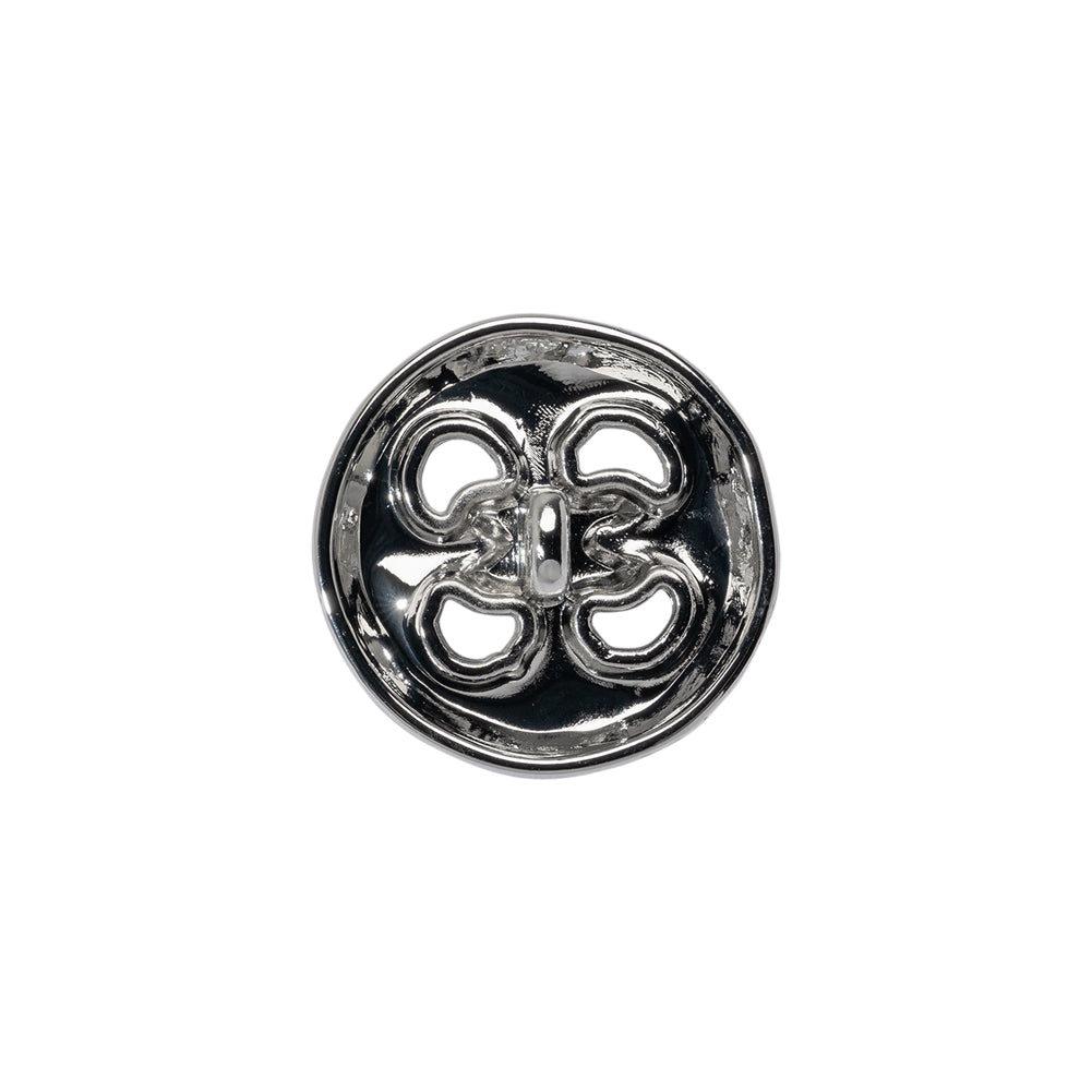 Organic Puffy Faux Four-Hole with Stitching Shank Back Button - 28L/18mm - Nickel
