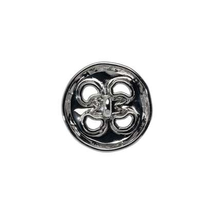 Organic Puffy Faux Four-Hole with Stitching Shank Back Button - 28L/18mm - Nickel
