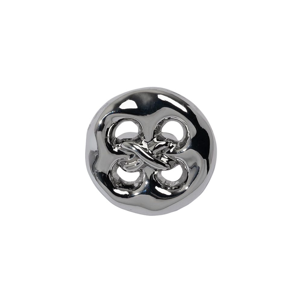 Organic Puffy Faux Four-Hole with Stitching Shank Back Button - 28L/18mm - Nickel