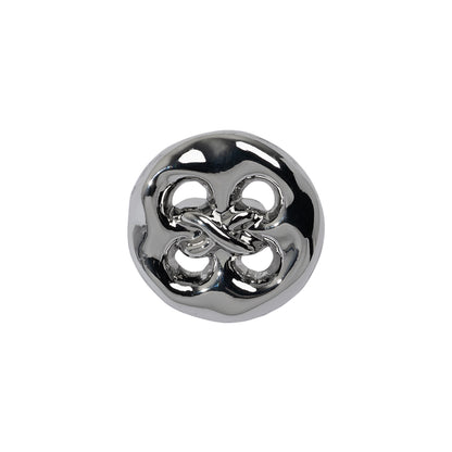 Organic Puffy Faux Four-Hole with Stitching Shank Back Button - 28L/18mm - Nickel