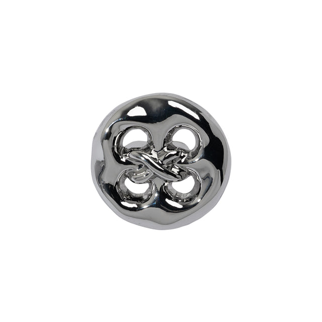 Organic Puffy Faux Four-Hole with Stitching Shank Back Button - 28L/18mm - Nickel