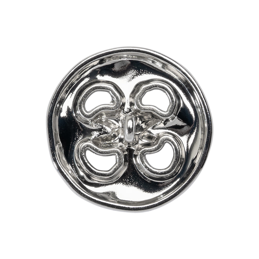Organic Puffy Faux Four-Hole with Stitching Shank Back Button - 40L/25.5mm - Nickel