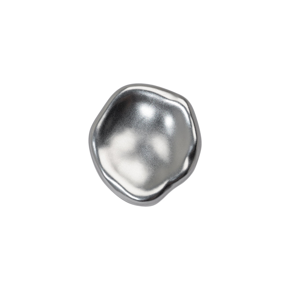 Organic Wavy Edge Concave Shank Back Metal Button - 27L/17mm - Brushed Nickel
