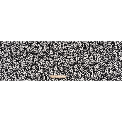 Stretch Polyester Tricot Print - Black and White Floral - Designer Deadstock
