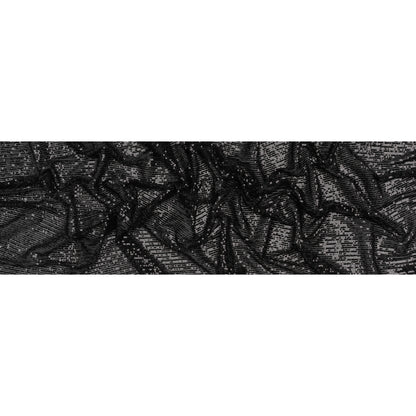 Stretch Polyester Sequins Mesh - Midnight Black Stripes - Designer Deadstock