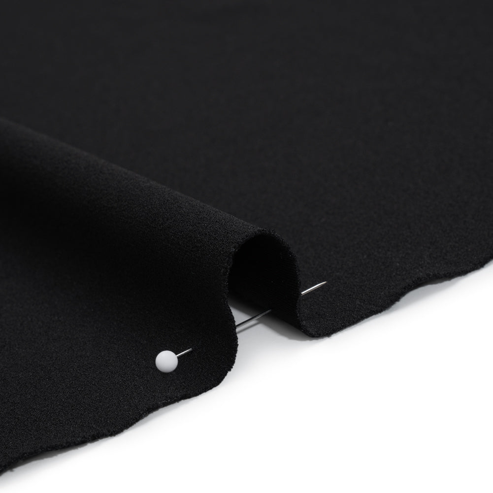 Stretch Polyester Crepe Scuba Knit - Black - Designer Deadstock - Detail