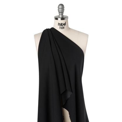 Stretch Polyester Crepe Scuba Knit - Black - Designer Deadstock