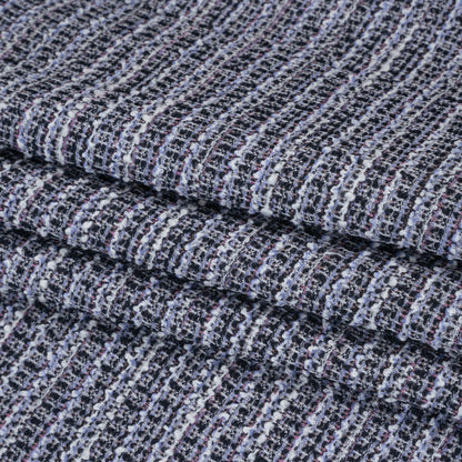 Stretch Polyester Tweed Knit - Black, Lilac Blue and Rose Pink - Designer Deadstock