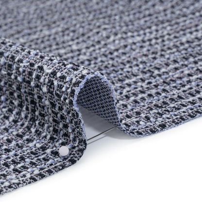 Stretch Polyester Tweed Knit - Black, Lilac Blue and Rose Pink - Designer Deadstock