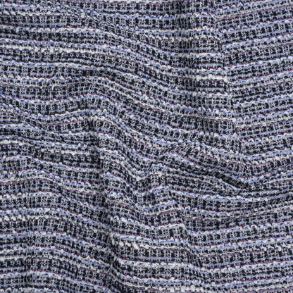 Stretch Polyester Tweed Knit - Black, Lilac Blue and Rose Pink - Designer Deadstock