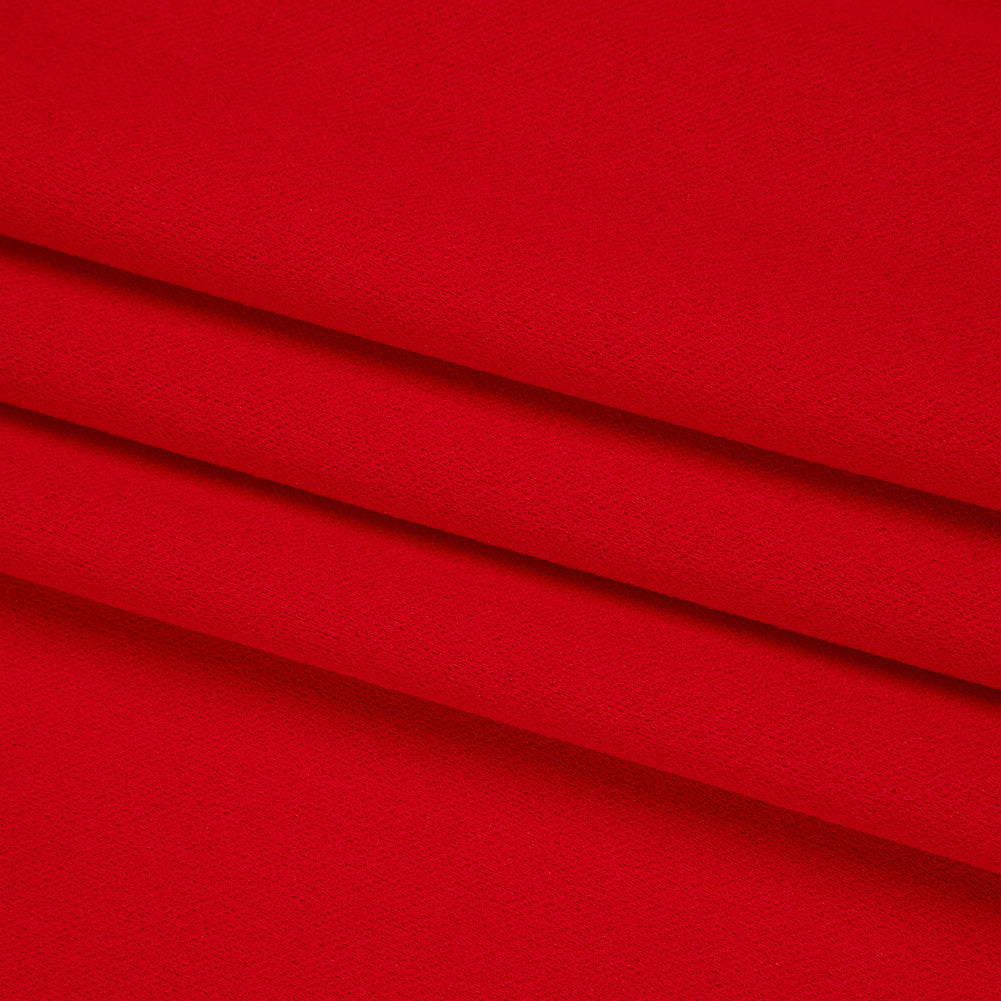 Stretch Polyester Crepe Scuba Knit - Bright Candy Red - Designer Deadstock - Folded