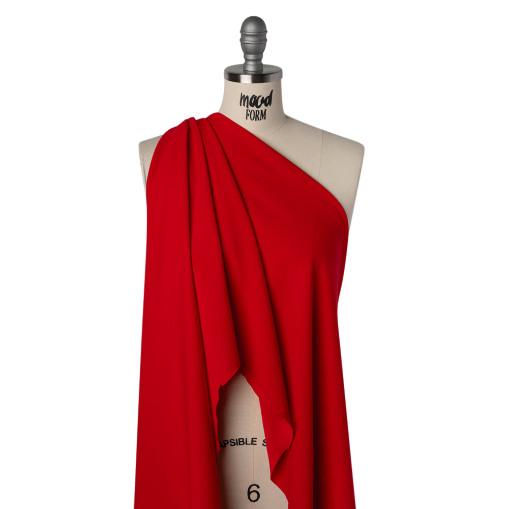 Stretch Polyester Crepe Scuba Knit - Bright Candy Red - Designer Deadstock - Drape