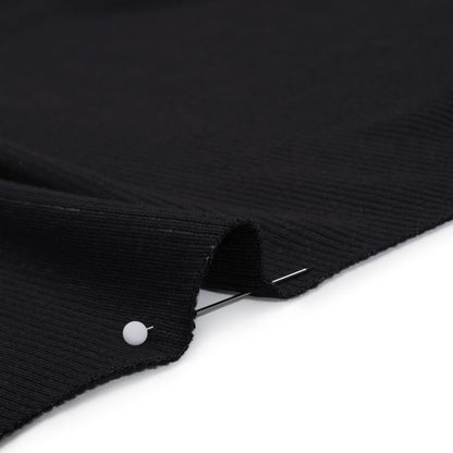 Stretch Rayon Rib Knit - Soft Black - Designer Deadstock