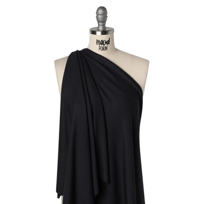 Stretch Rayon Rib Knit - Soft Black - Designer Deadstock