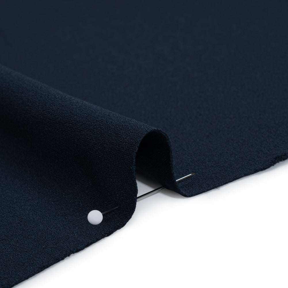 Stretch Polyester Crepe Scuba Knit - Twilight Blue - Designer Deadstock - Detail