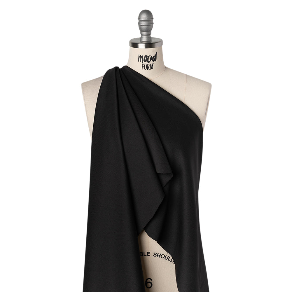 Stretch Polyester Scuba Knit - Black - Designer Deadstock - Drape