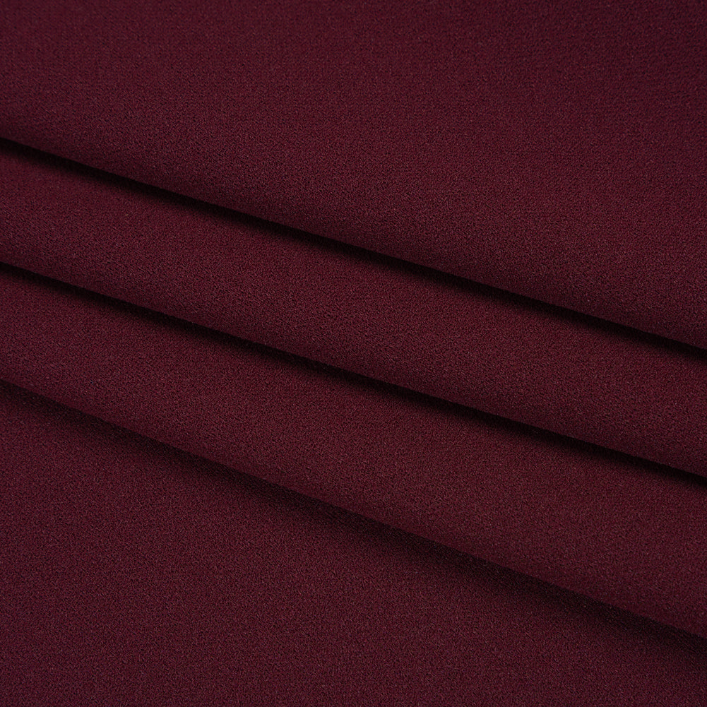 Stretch Polyester Crepe Scuba Knit - Wine Purple - Designer Deadstock - Folded
