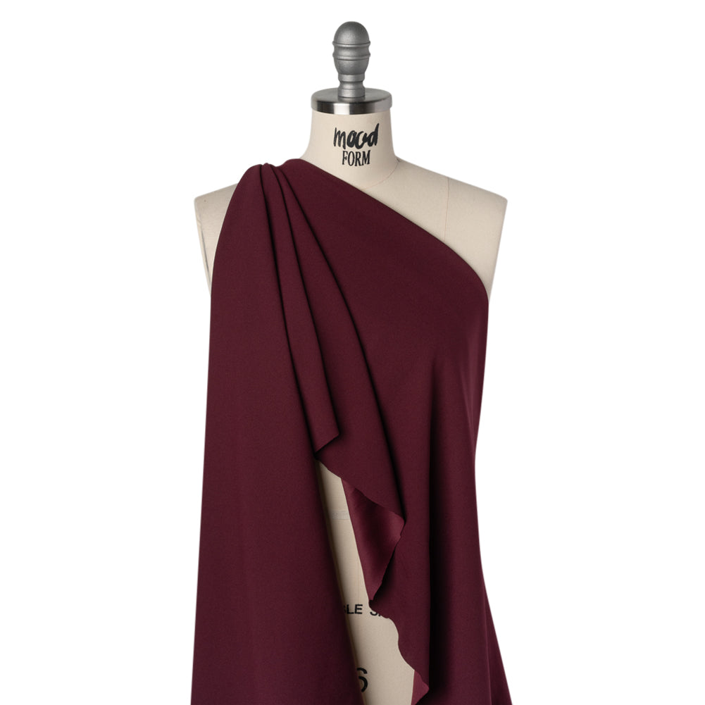 Stretch Polyester Crepe Scuba Knit - Wine Purple - Designer Deadstock - Drape