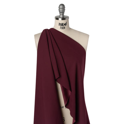 Stretch Polyester Crepe Scuba Knit - Wine Purple - Designer Deadstock