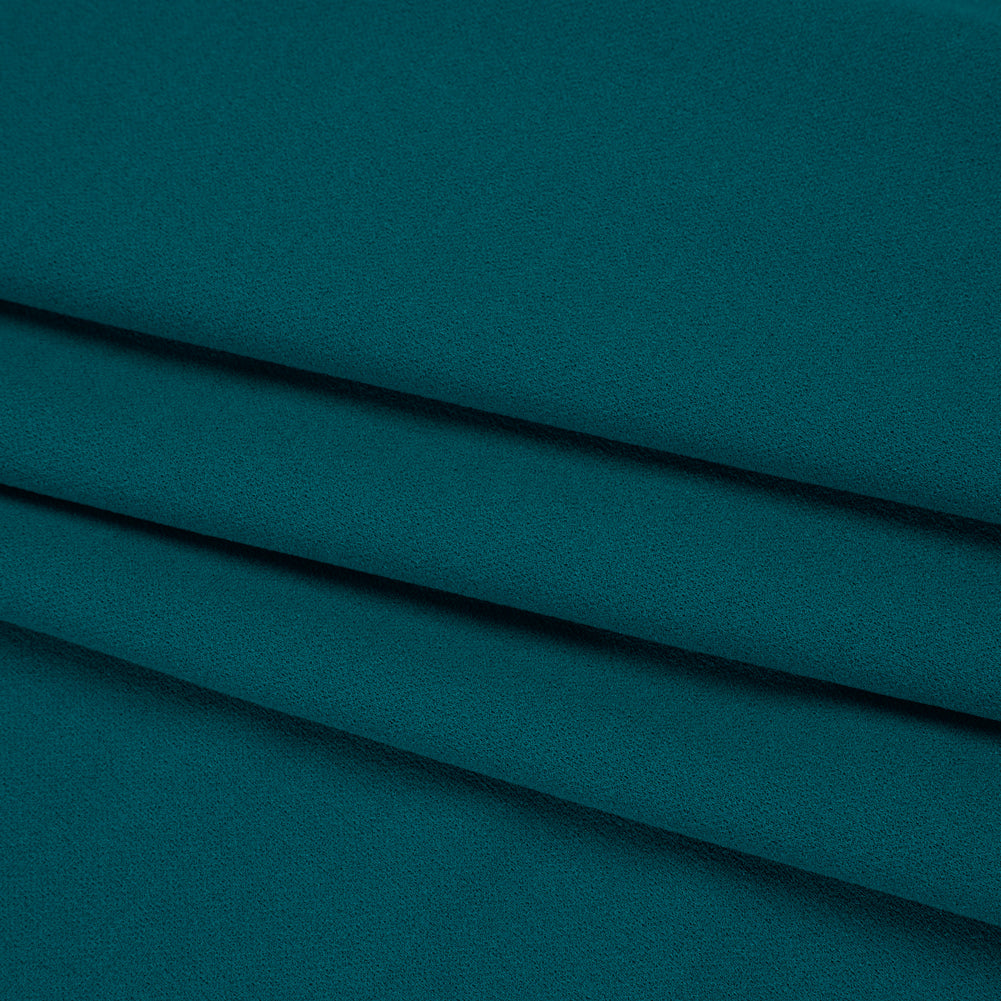 Stretch Polyester Crepe Scuba Knit -Teal Blue - Designer Deadstock - Folded