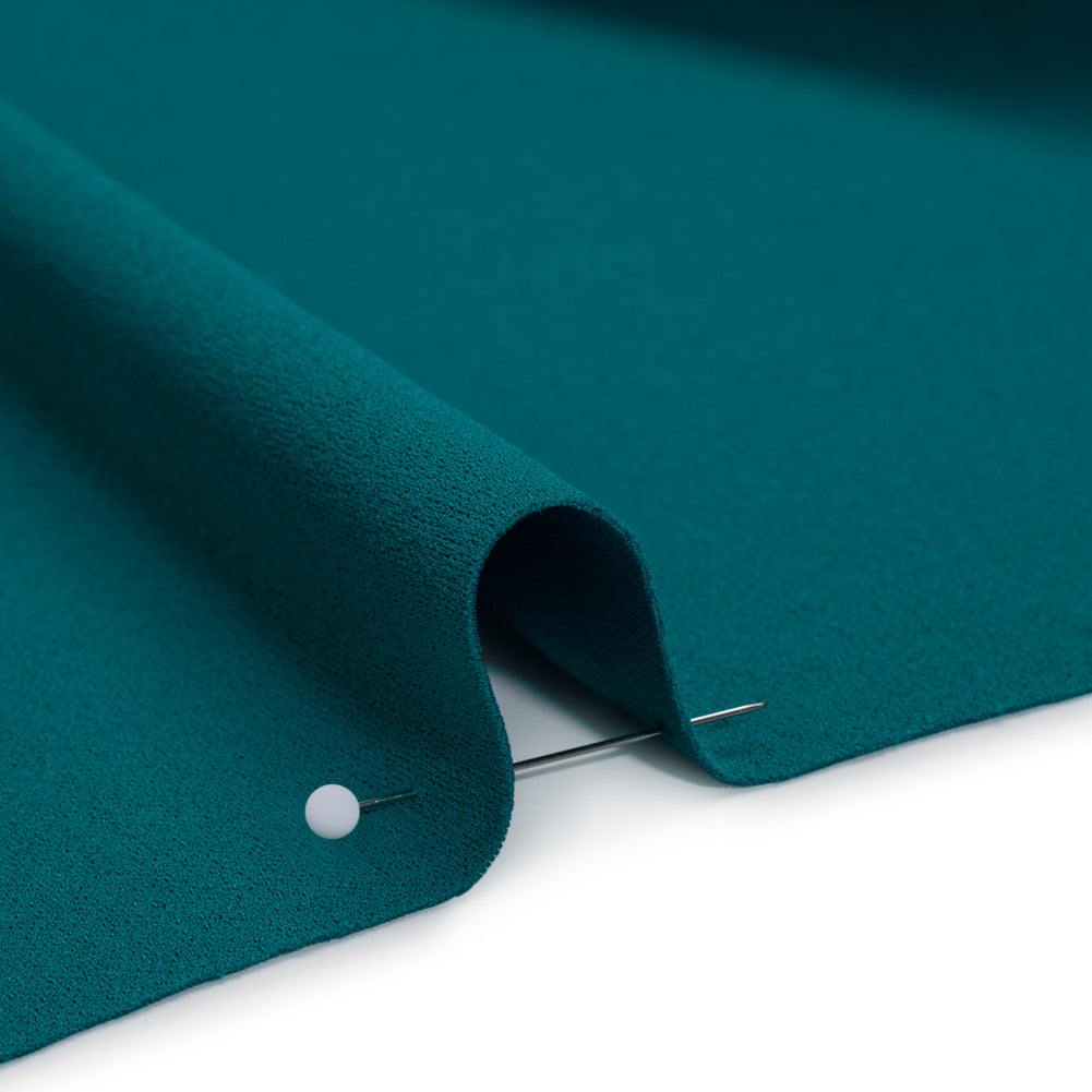 Stretch Polyester Crepe Scuba Knit -Teal Blue - Designer Deadstock - Detail