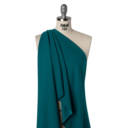 Stretch Polyester Crepe Scuba Knit -Teal Blue - Designer Deadstock