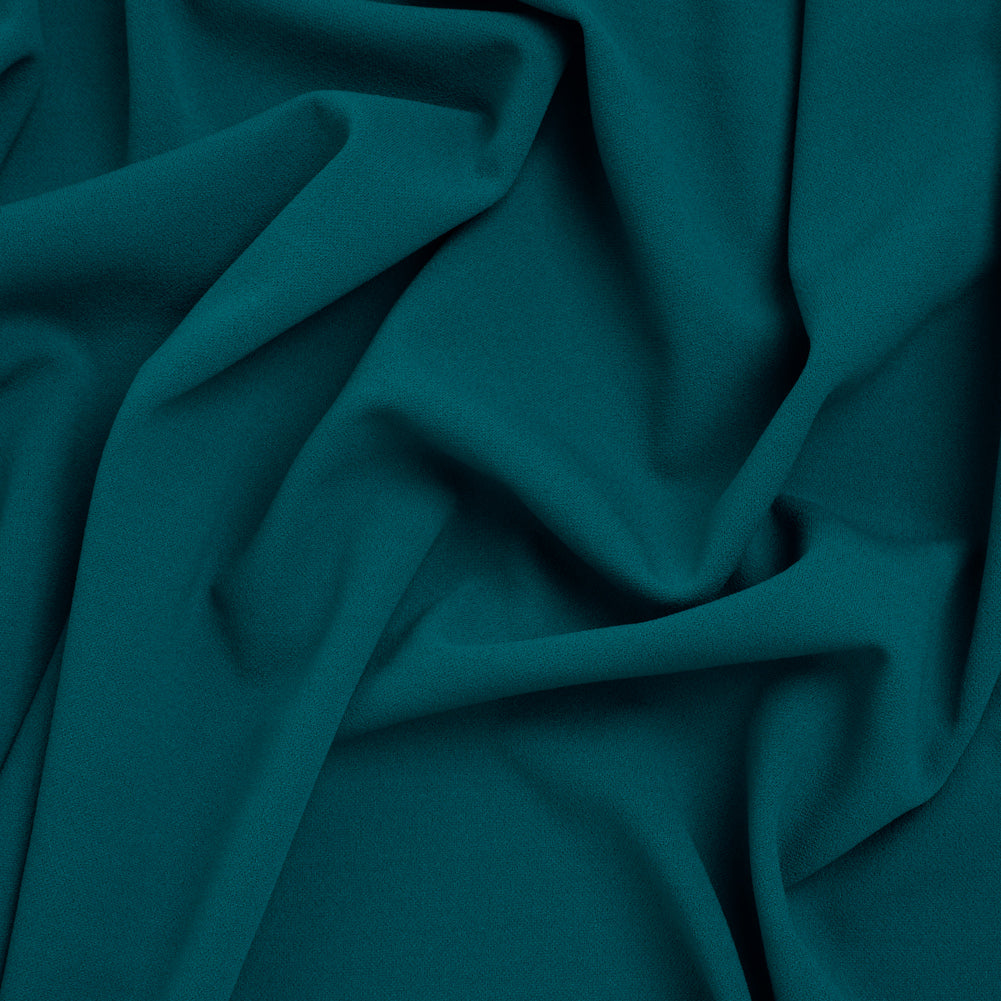 Stretch Polyester Crepe Scuba Knit -Teal Blue - Designer Deadstock