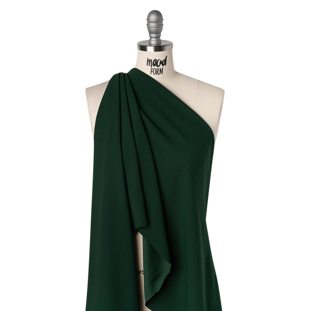 Stretch Polyester Crepe Double Knit - Hunter Green - Designer Deadstock - Drape