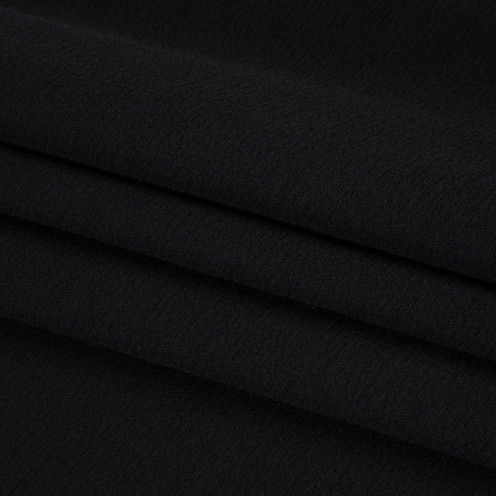Stretch Polyester Liverpool Knit - Black - Designer Deadstock - Folded